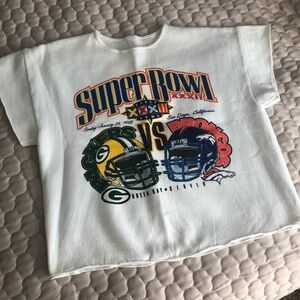 Vintage Super Bowl XXXII 1998 Packers vs Broncos Cropped Sweatshirt NFL